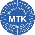 Prüfplaketten - Medizintechnik MTK gültig bis, Jahr 2016 - 2021