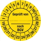 Prüfplaketten - Geprüft von ___ nach BGV bis 2019 - 2028