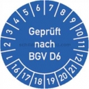 Prüfetiketten: Prüfplaketten - geprüft nach BGV D6, Jahr 2016 - 2021 - speziell für heiße Untergründe