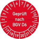 Prüfetiketten: Prüfplaketten - geprüft nach BGV D6, Jahr 2017 - 2022 - speziell für heiße Untergründe