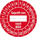 Prüfetiketten: Prüfplaketten - Geprüft von ___ nach BGV bis 2017 - 2026