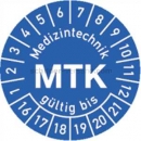 Prüfetiketten: Prüfplaketten - Medizintechnik MTK gültig bis, Jahr 2016 - 2021