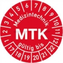 Prüfetiketten: Prüfplaketten - Medizintechnik MTK gültig bis, Jahr 2017 - 2022