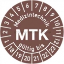 Prüfetiketten: Prüfplaketten - Medizintechnik MTK gültig bis, Jahr 2018 - 2023
