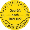 Prüfetiketten: Prüfplaketten - geprüft nach BGV D27, Jahr 2019 - 2024 - speziell für heiße Untergründe