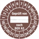 Prüfetiketten: Prüfplaketten - Geprüft von __ nach BGV A3, Jahr 2018 - 2027
